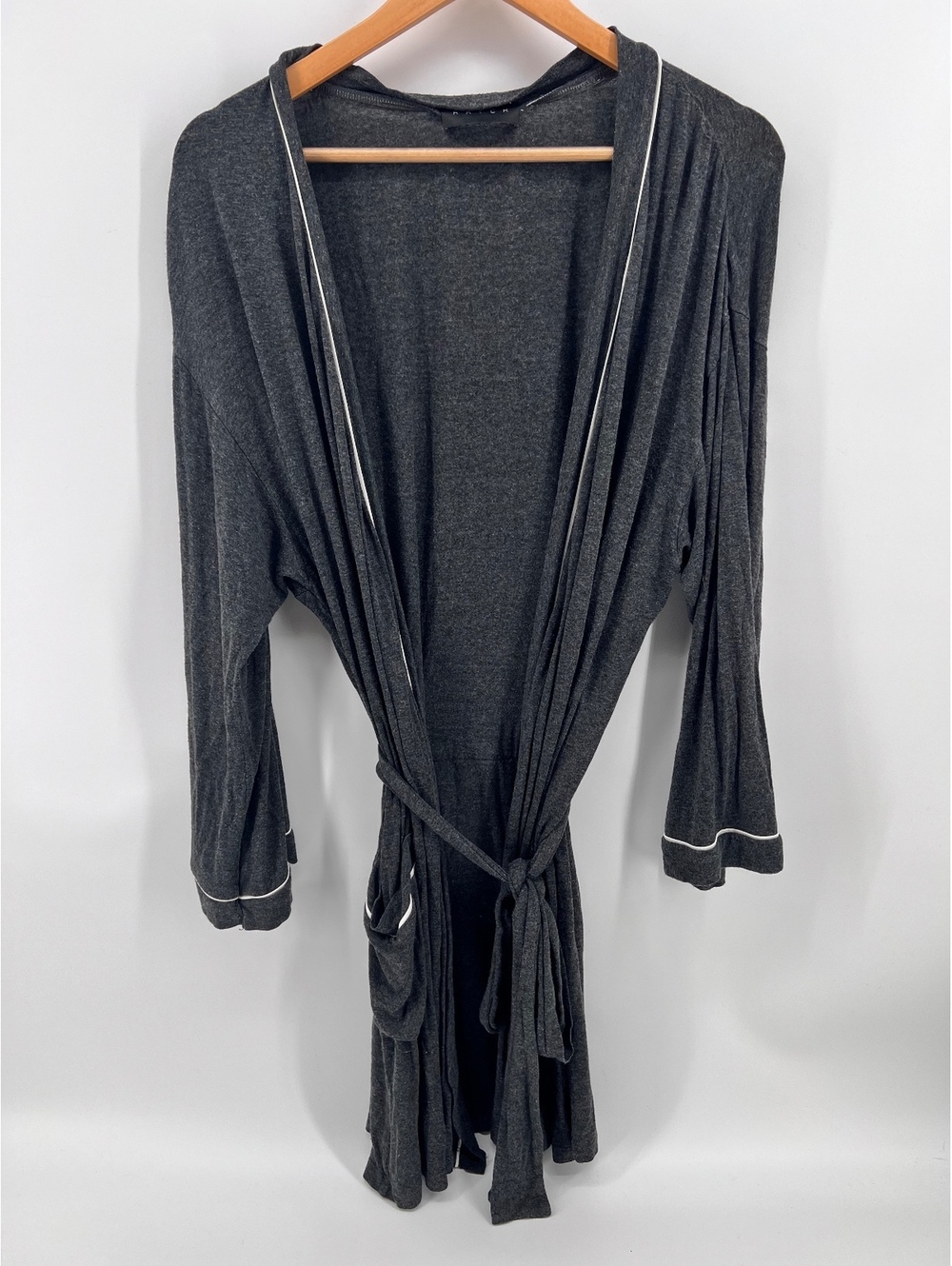 HATCH Charcoal Heather Grey Knit Maternity Lounge Robe Contrast Trim 1 Small